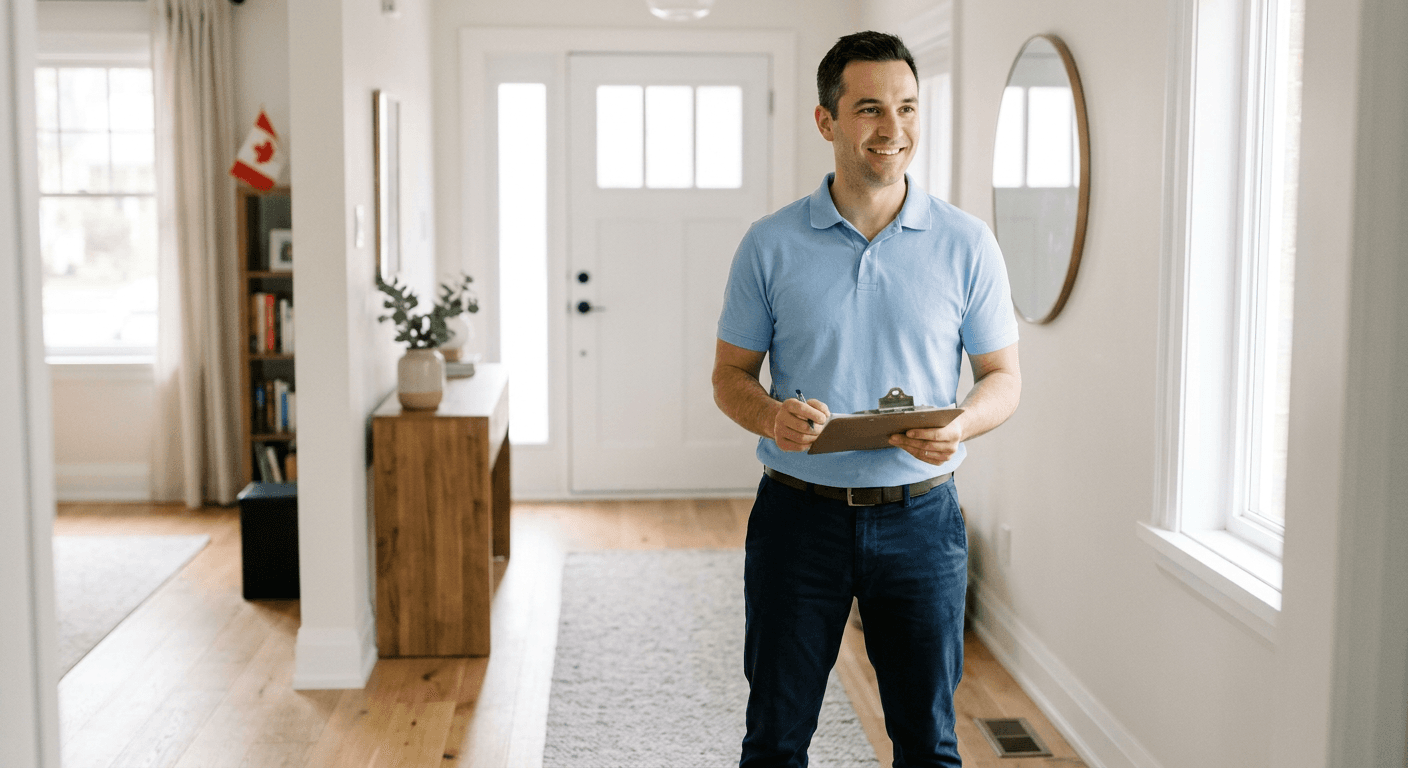 A friendly Ridgely service professional at the entrance of a welcoming home